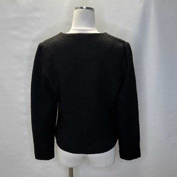 Bon'A Parte Jacket Womens 42 UK 16 Black Textured Lined Wool Blend Snap Front - Picture 3 of 12